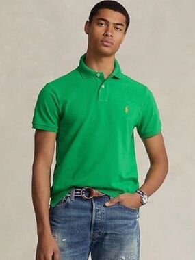 Polo Ralph Lauren Green Short Sleeve Polo‎ Shirt Yellow Pony Size Large